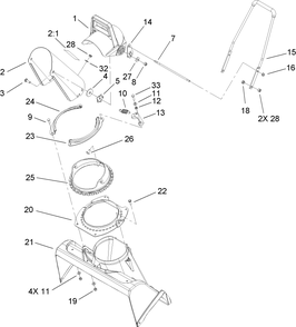 Chute Assembly Diagram and Parts List for 33006 270000001 - 270999999 Lawn Boy Snow Blower